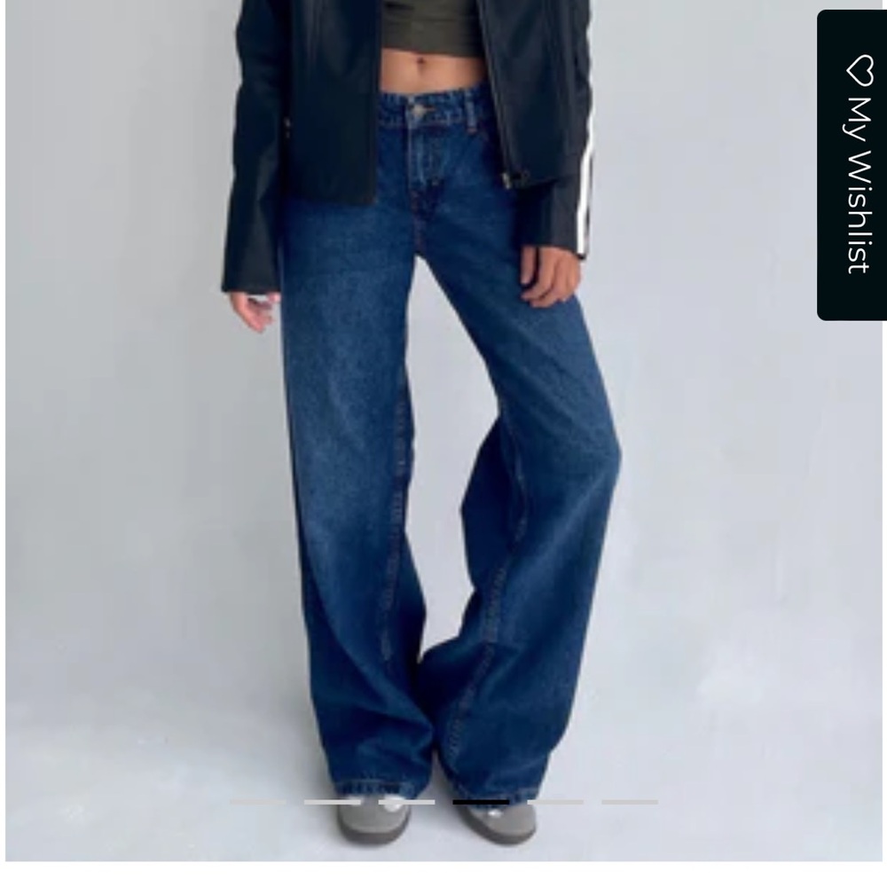 Motel rocks Roomy Extra Wide Low Rise Jeans In Mid Blue Used